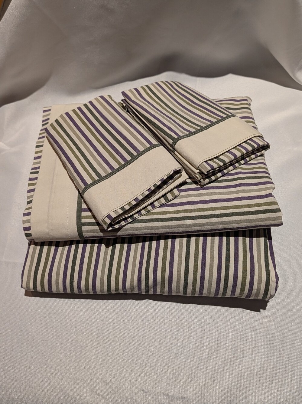 Vintage Springs Full Sheet Set Ticking Stripe 4pc Retro 70s 80s Percale Boho
